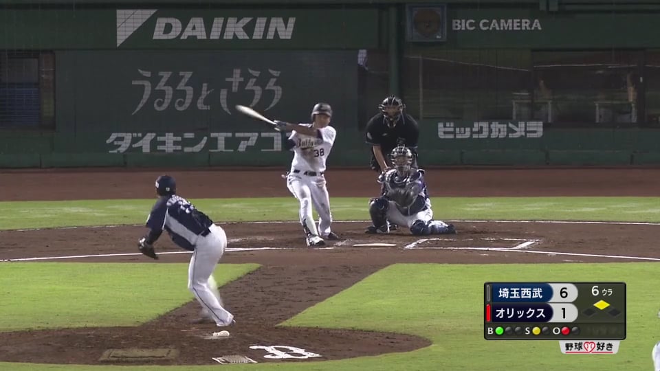 【6回裏】食らいついて右中間へ!! バファローズ・小島がタイムリーヒットを放つ!! 2019/9/5 B-L