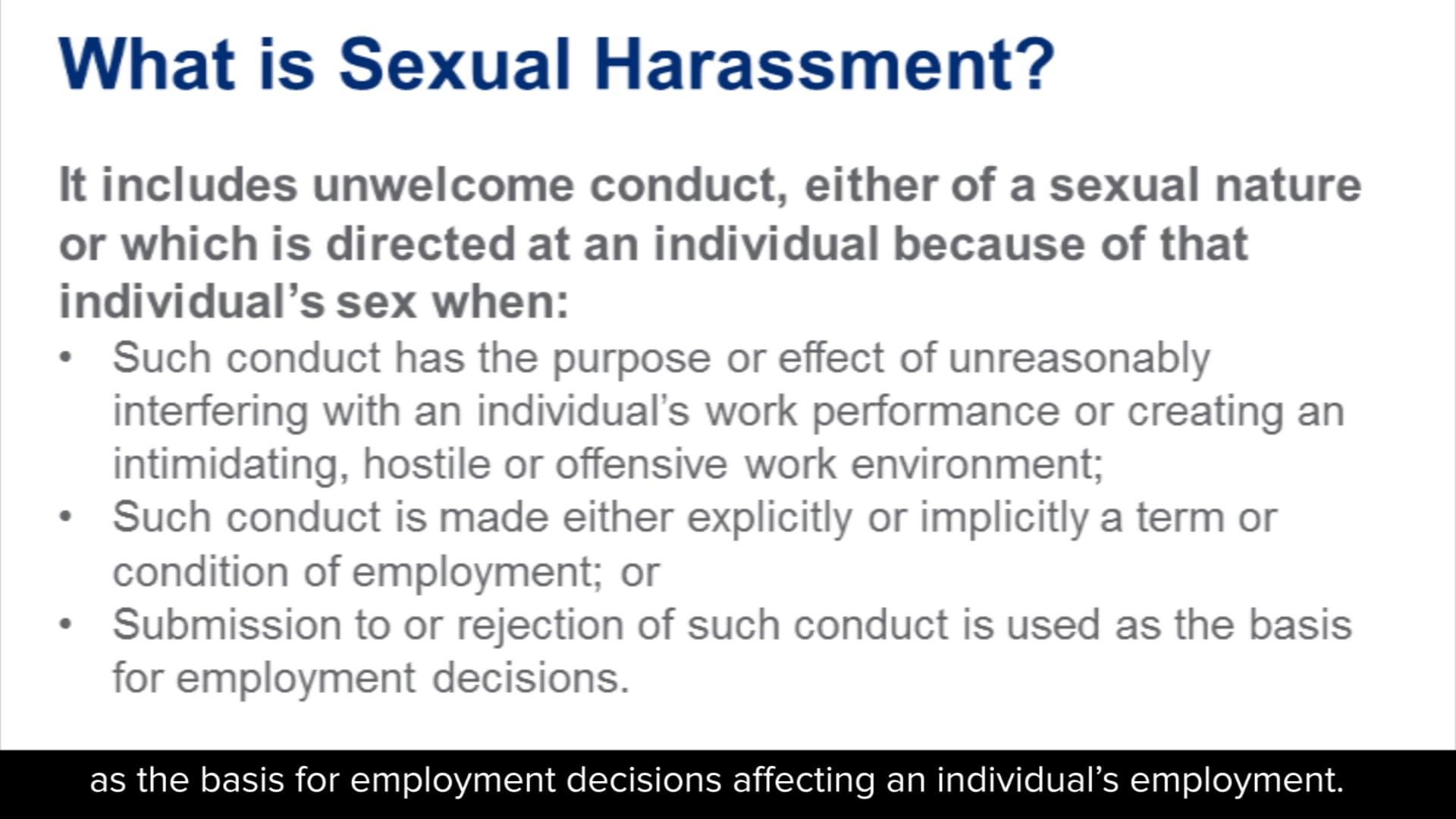 Sexual Harassment Prevention Training Part 1: English Subtitles