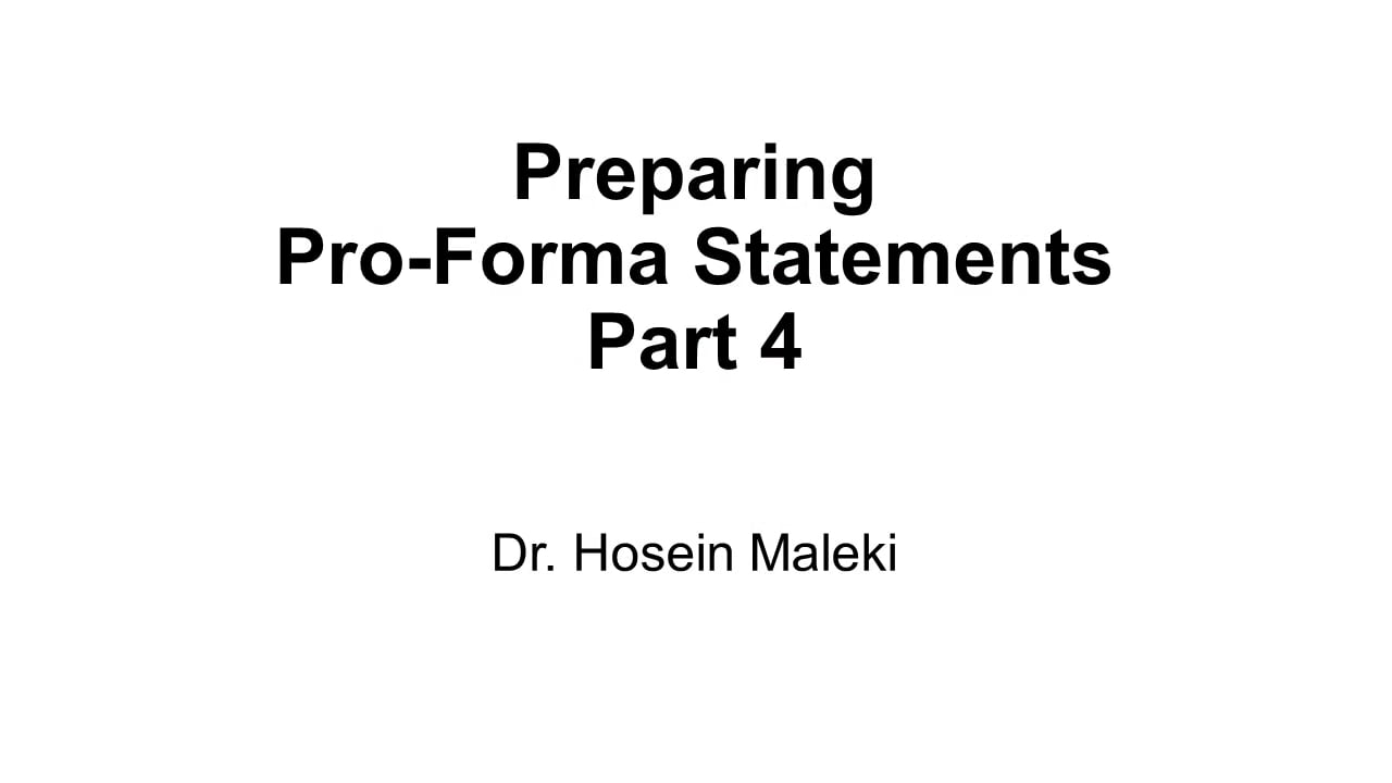 Preparing Pro-Forma Statement Parts 4