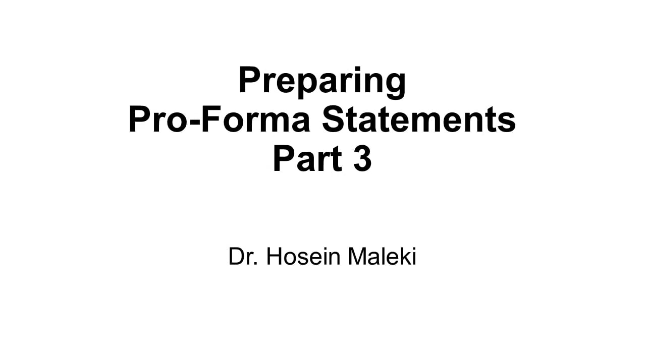 Preparing Pro-Forma Statement Parts 3