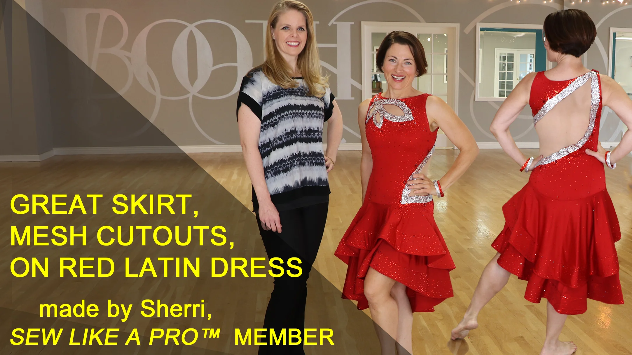 Latin dance costume with mesh cut-outs and a fabulous ruffle skirt
