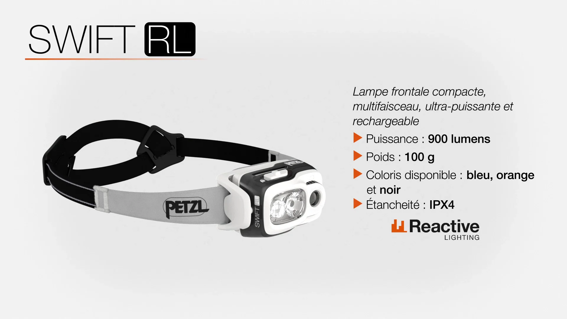 Petzl Swift RL Bleue | Lampe Frontale 900lm Réactive Trail