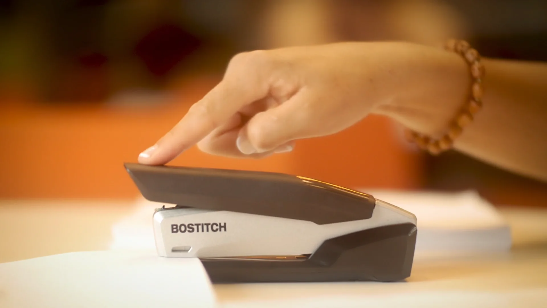 Spring-Powered Premium Desktop Stapler, Black/Silver