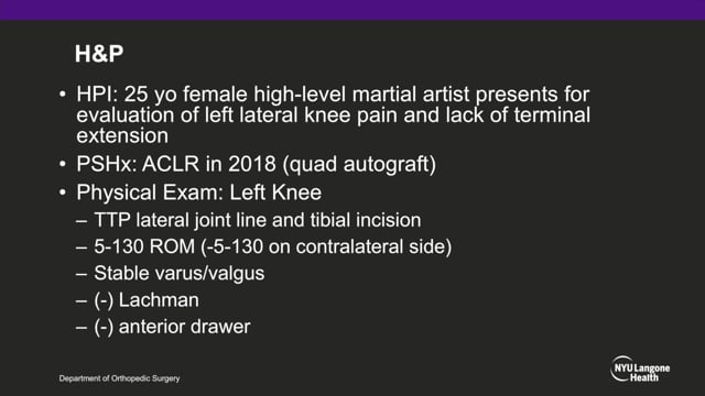 Livestream: Meniscus Allograft Transplantation