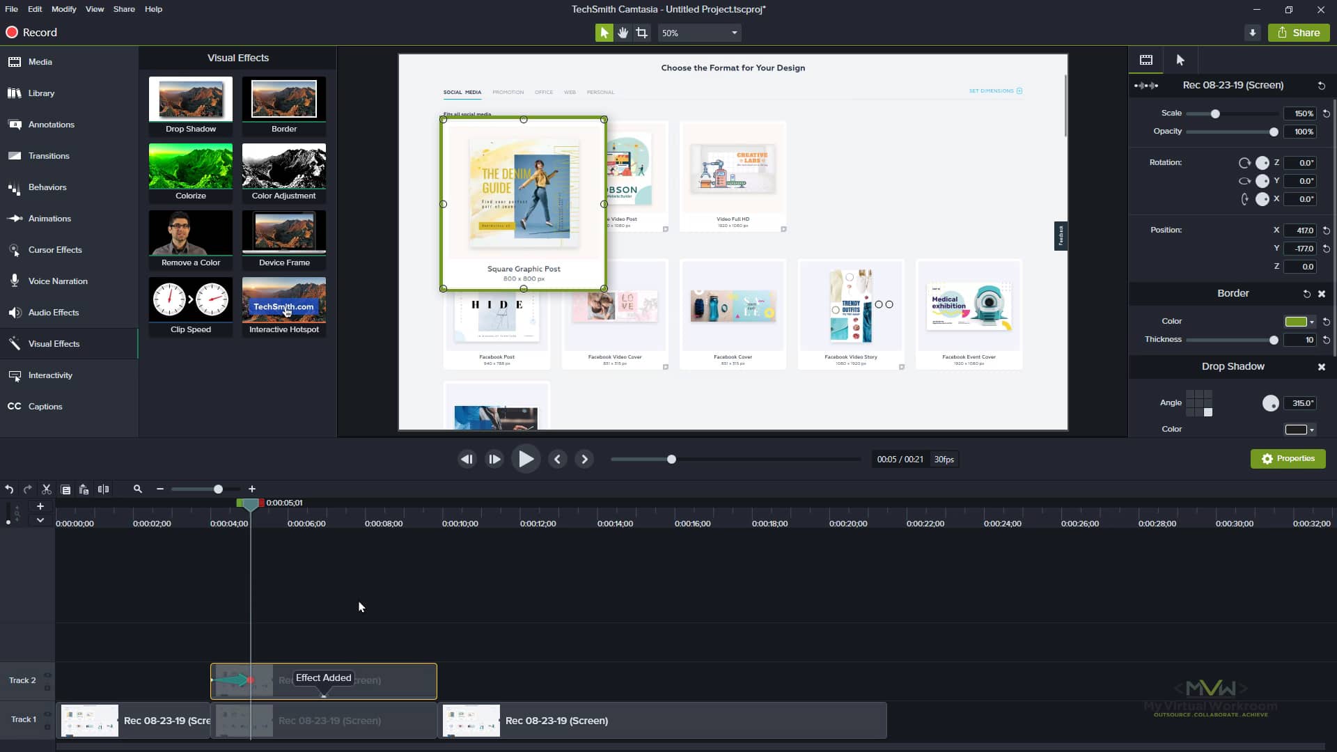Camtasia 2019 Tutorial How to create a "PopOut" Zoom Effect with a