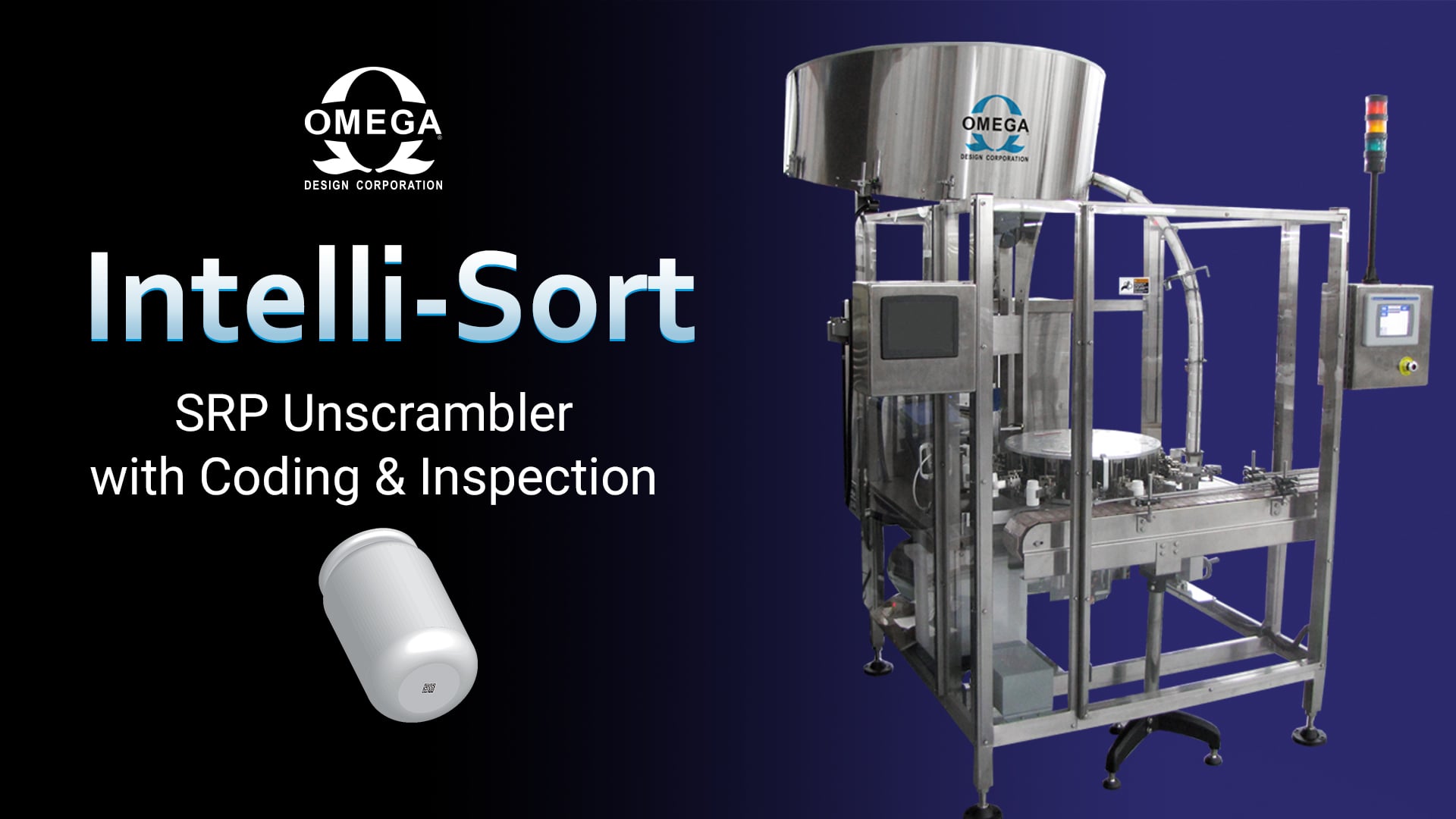 Intelli Sort SRP Unscrambler with Bottle Coding Laser and Inspection Omega Design