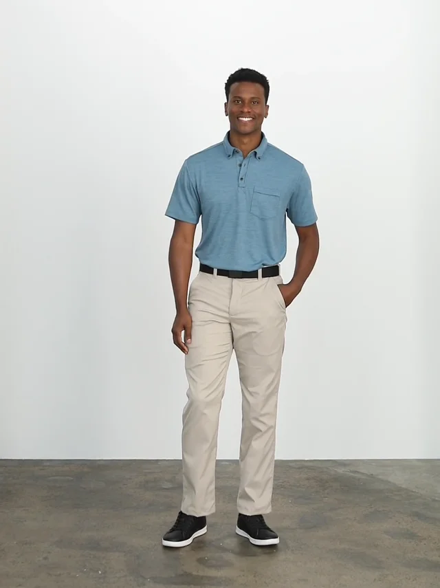 Men's polo with button down collar sale