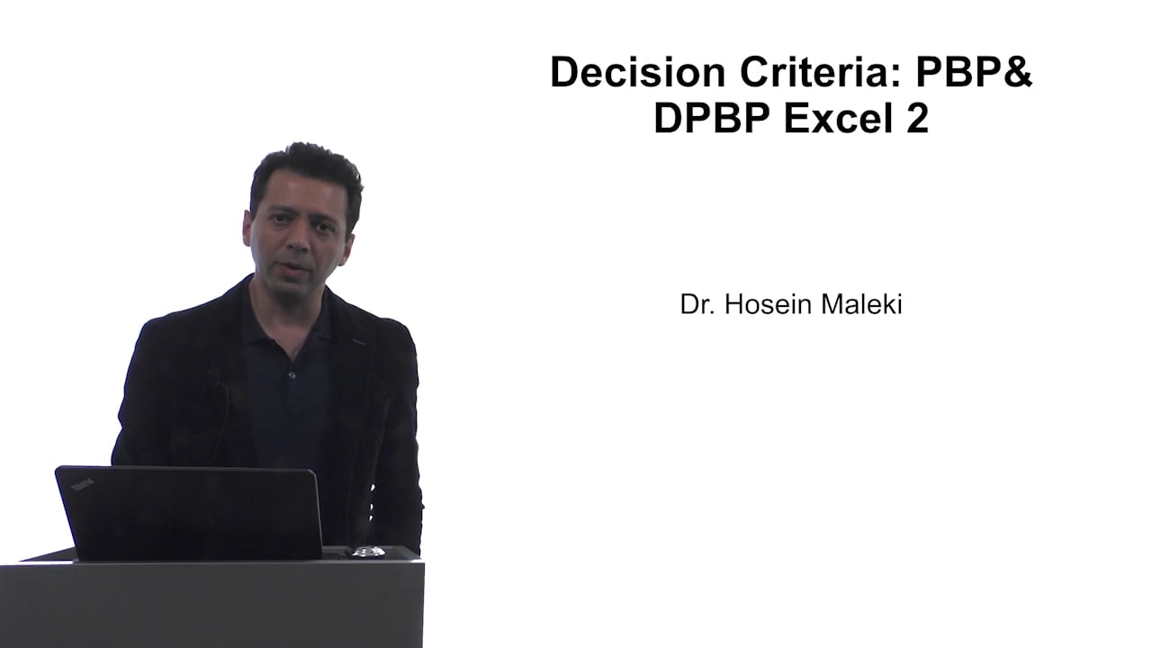 Decision Criteria: PBP and DPBP Excel 2