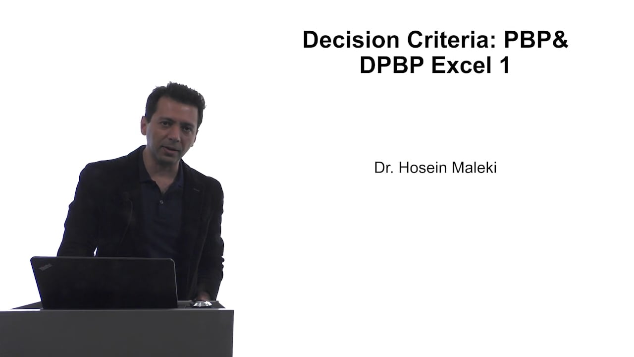 Decision Criteria: PBP and DPBP Excel 1