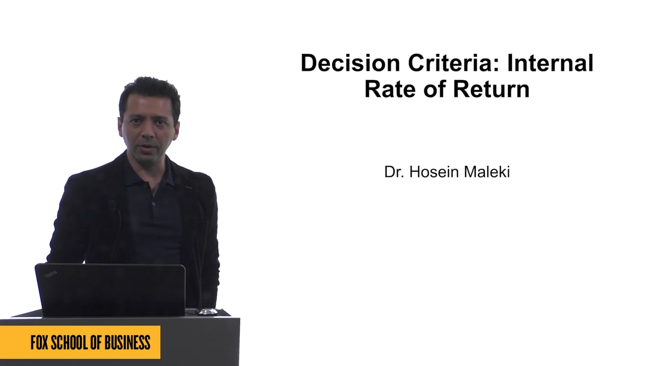 61612Decision Criteria: Internal Rate of Return (IRR)
