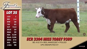 Lot #35 - ECR 3304 MISS TOBEY 9389
