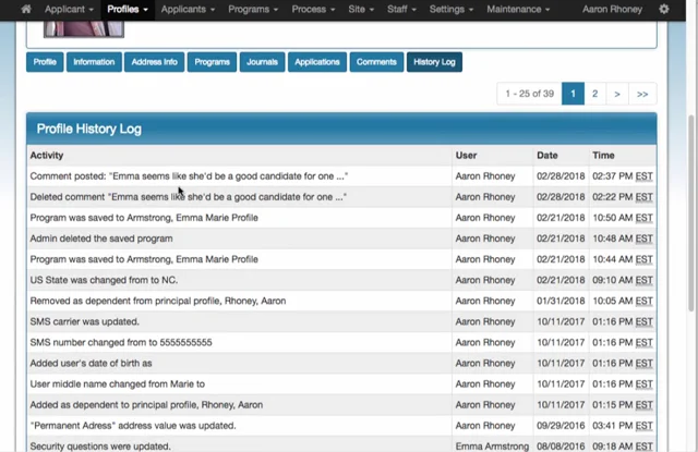 Administrator View of an Application – Terra Dotta