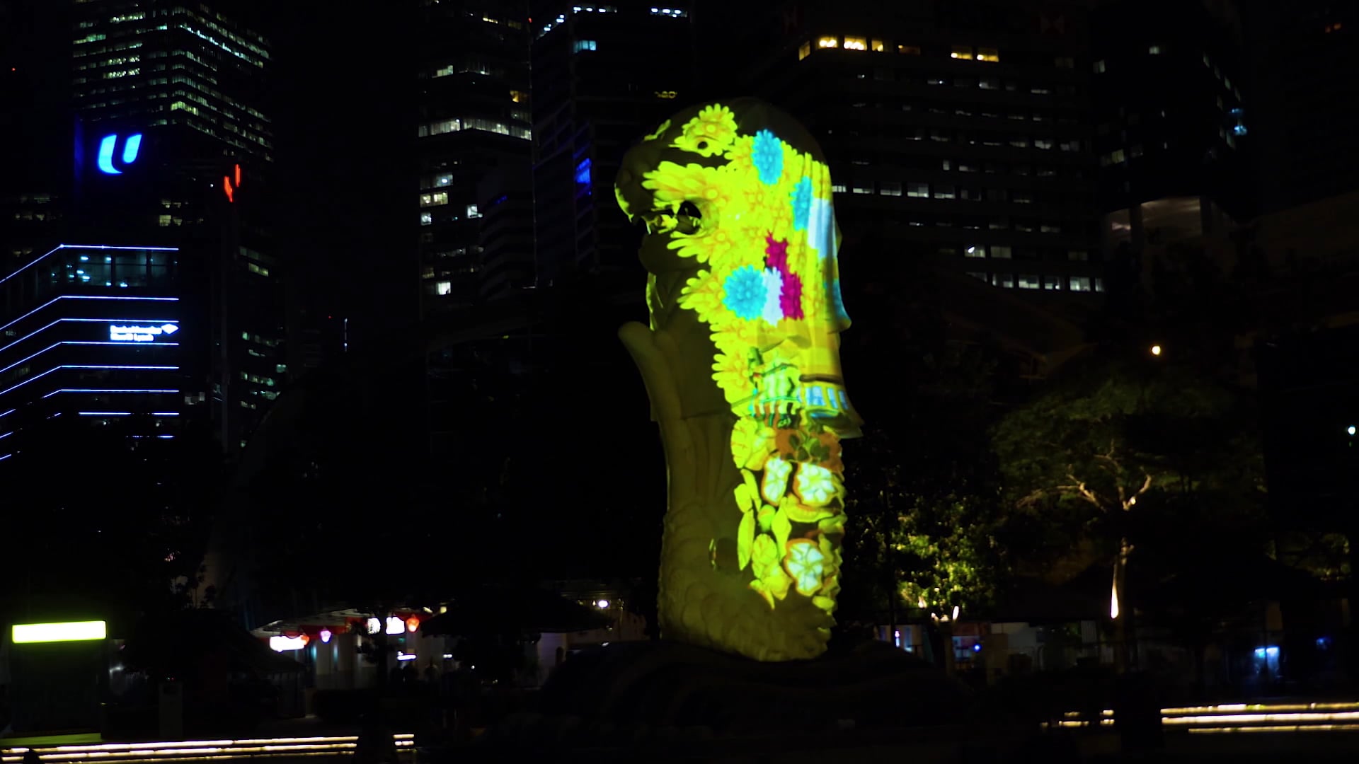 Mapping : THE CAT IN THE GARDEN - Merlion, Marina Bay, Singapour - janvier > février 2019