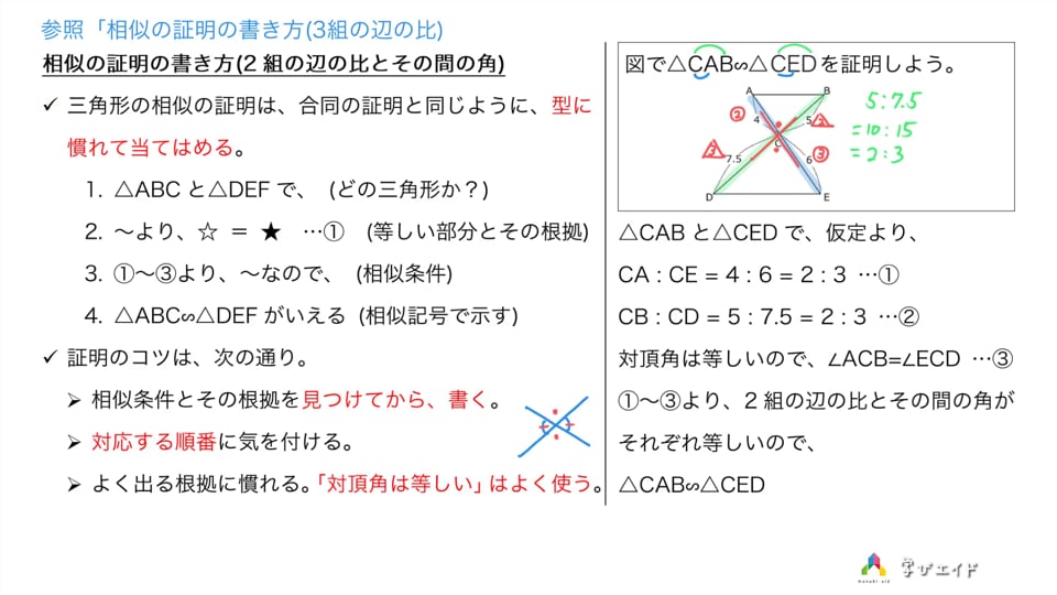 5章1節10 相似の証明の書き方 2組の辺の比とその間の角 中村 翔