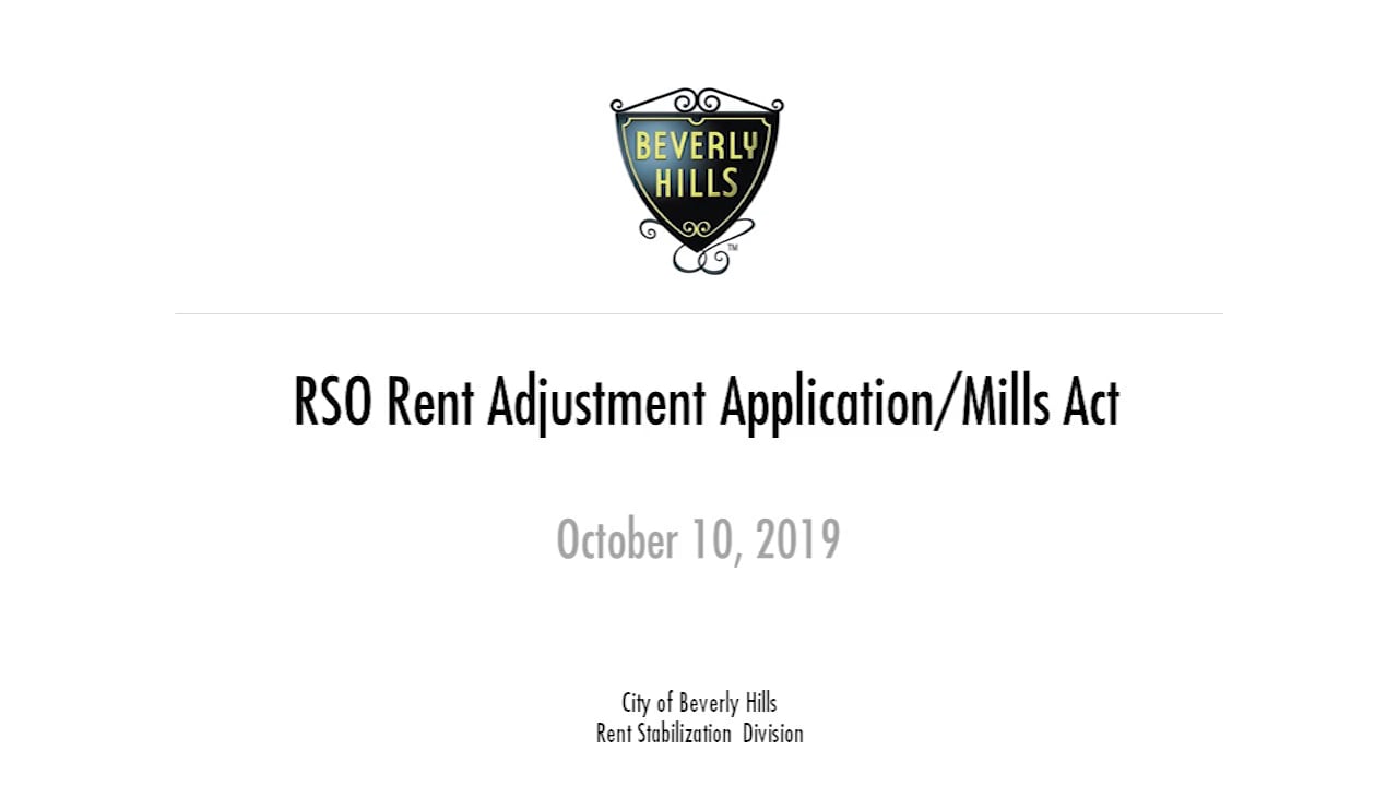 Rent Stabilization RSO Rent Adjustment Application / Mills