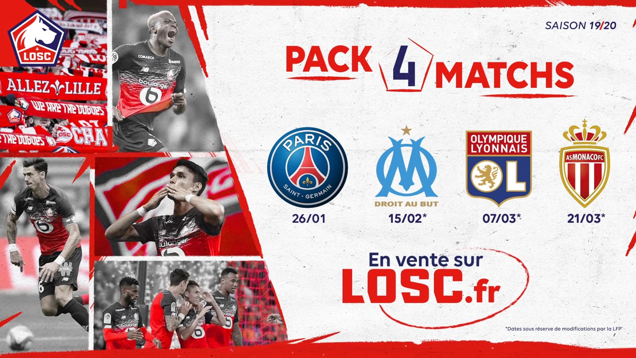 LOSC — Pack 4 matchs (saison 2019-2020)
