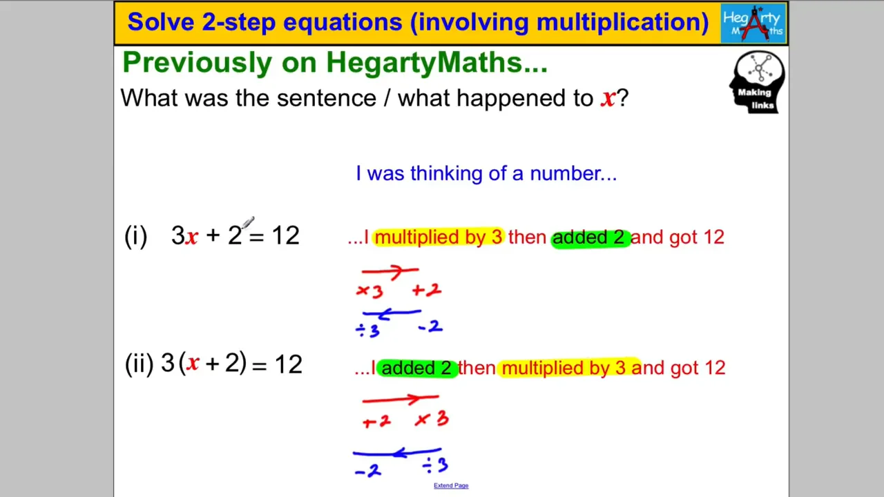 06 Solve 2-step equations (involving multiplication) on Vimeo