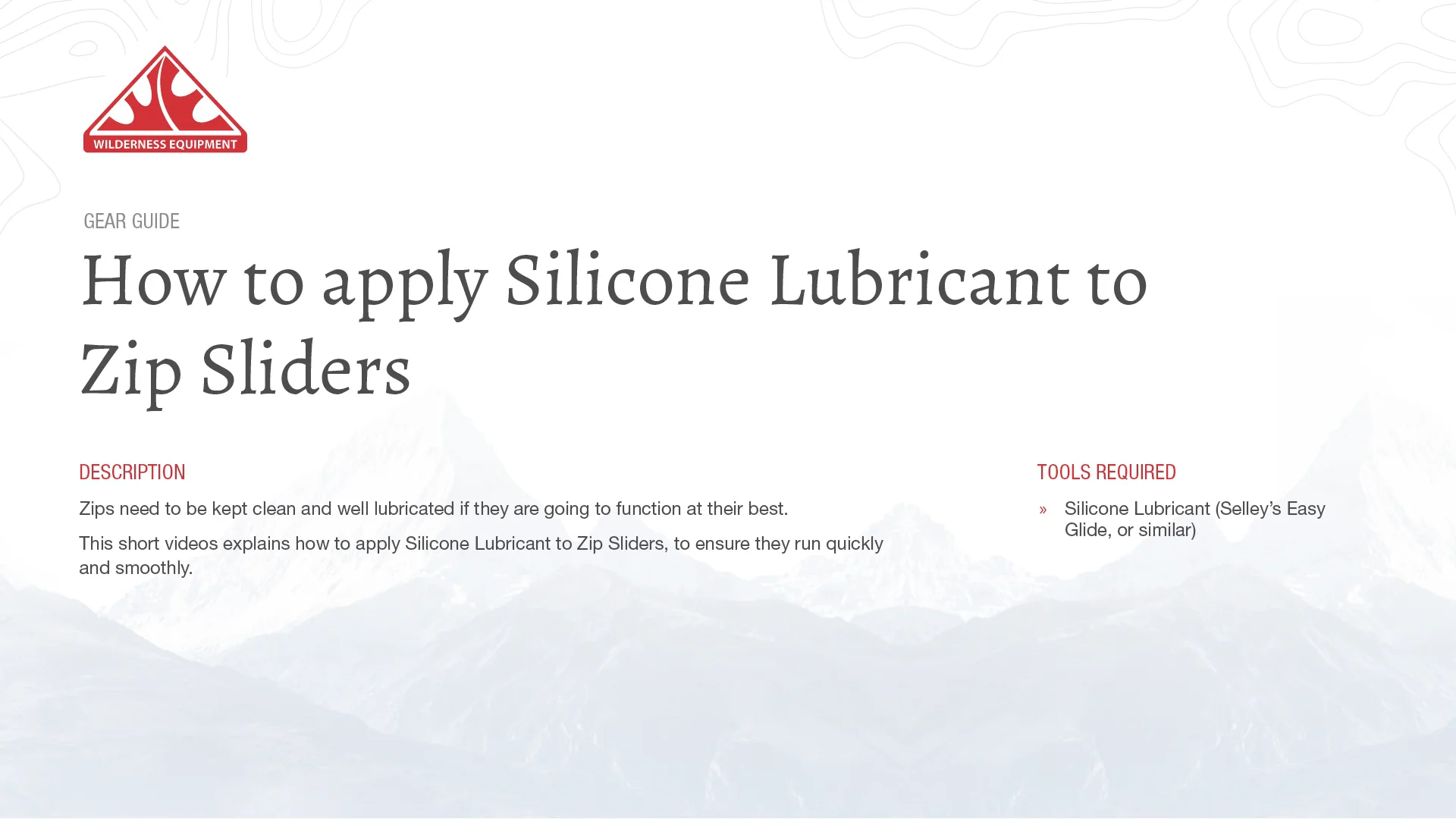 How to apply Silicone Lubricant to Zip Sliders