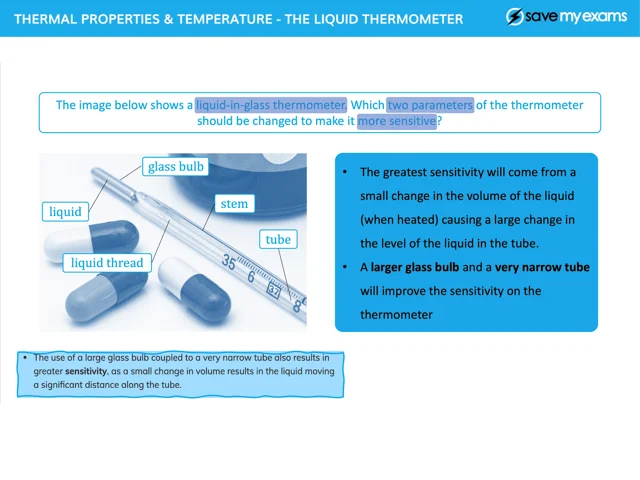 Liquid in Glass Thermometer  SPM Physics Form 4/Form 5 Revision Notes