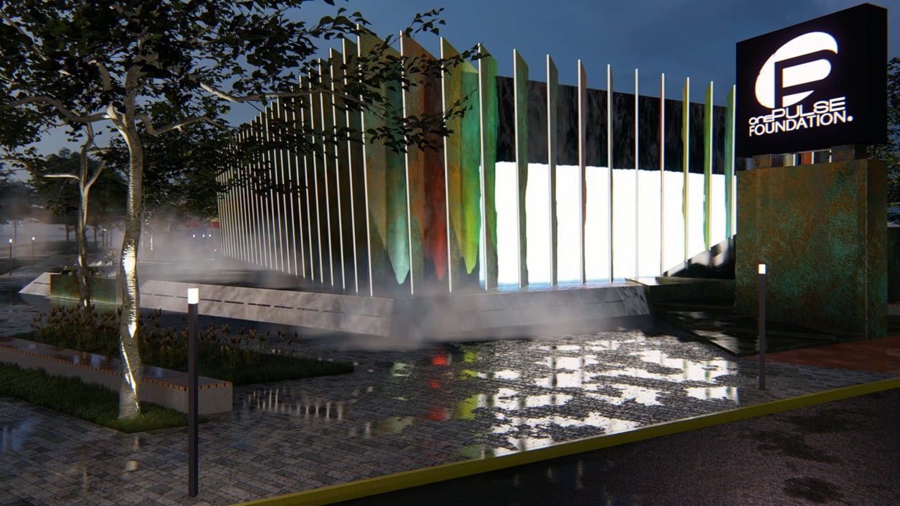 Still image from 'Pulse Memorial Water Features' video.
