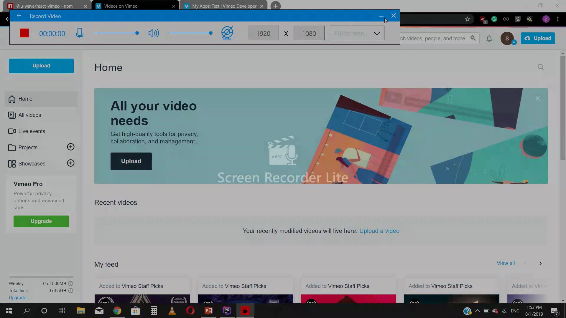 testing on Vimeo