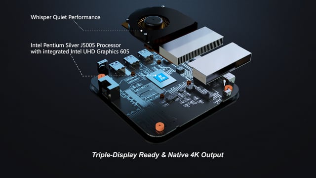 video MINIX NEO J50C-8SE, 8GB/240GB Intel Pentium Silver Mini PC with Windows 10 Pro (64-bit) [Dual-Band Wi-Fi/Gigabit Ethernet/4K @ 60Hz/Triple Display/USB-C/Auto Power On/Vesa Mount]