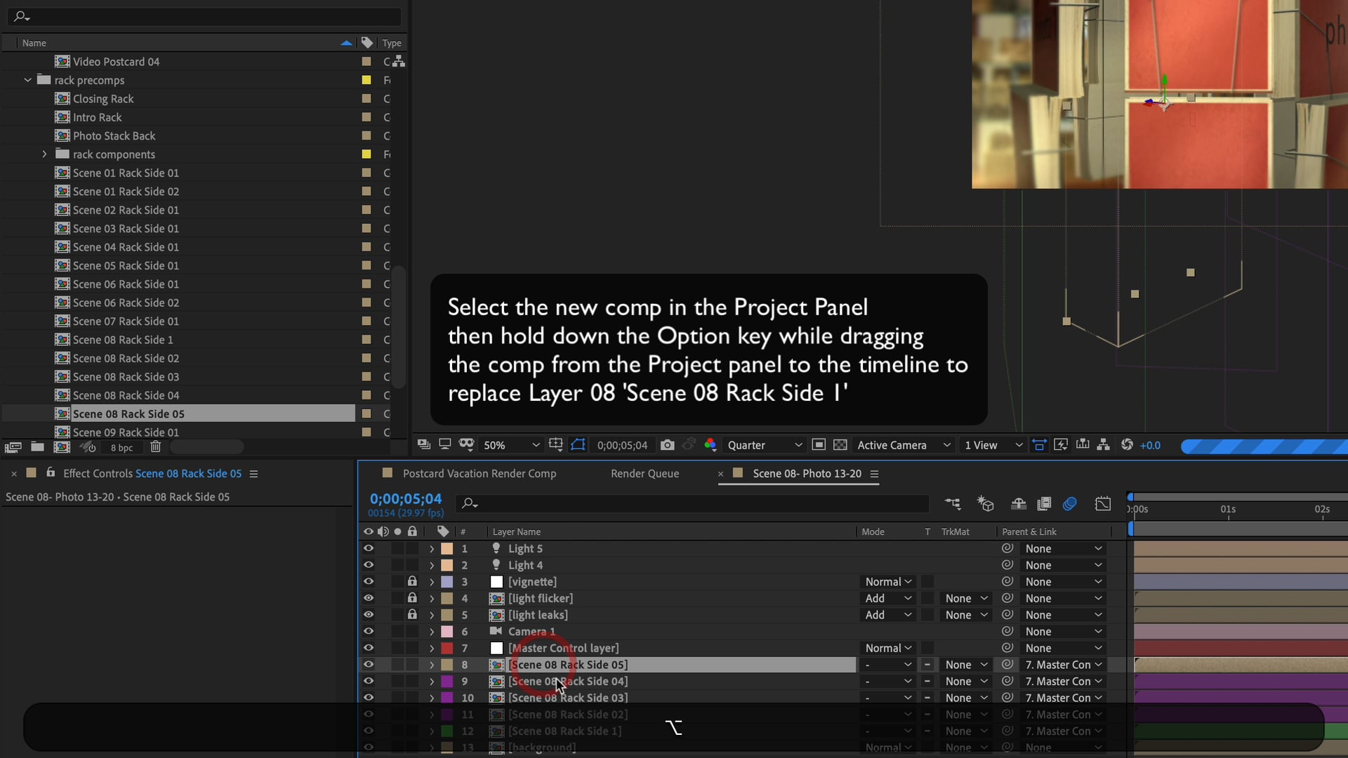 Postcard Vacation After Effects Template How to replace racks and