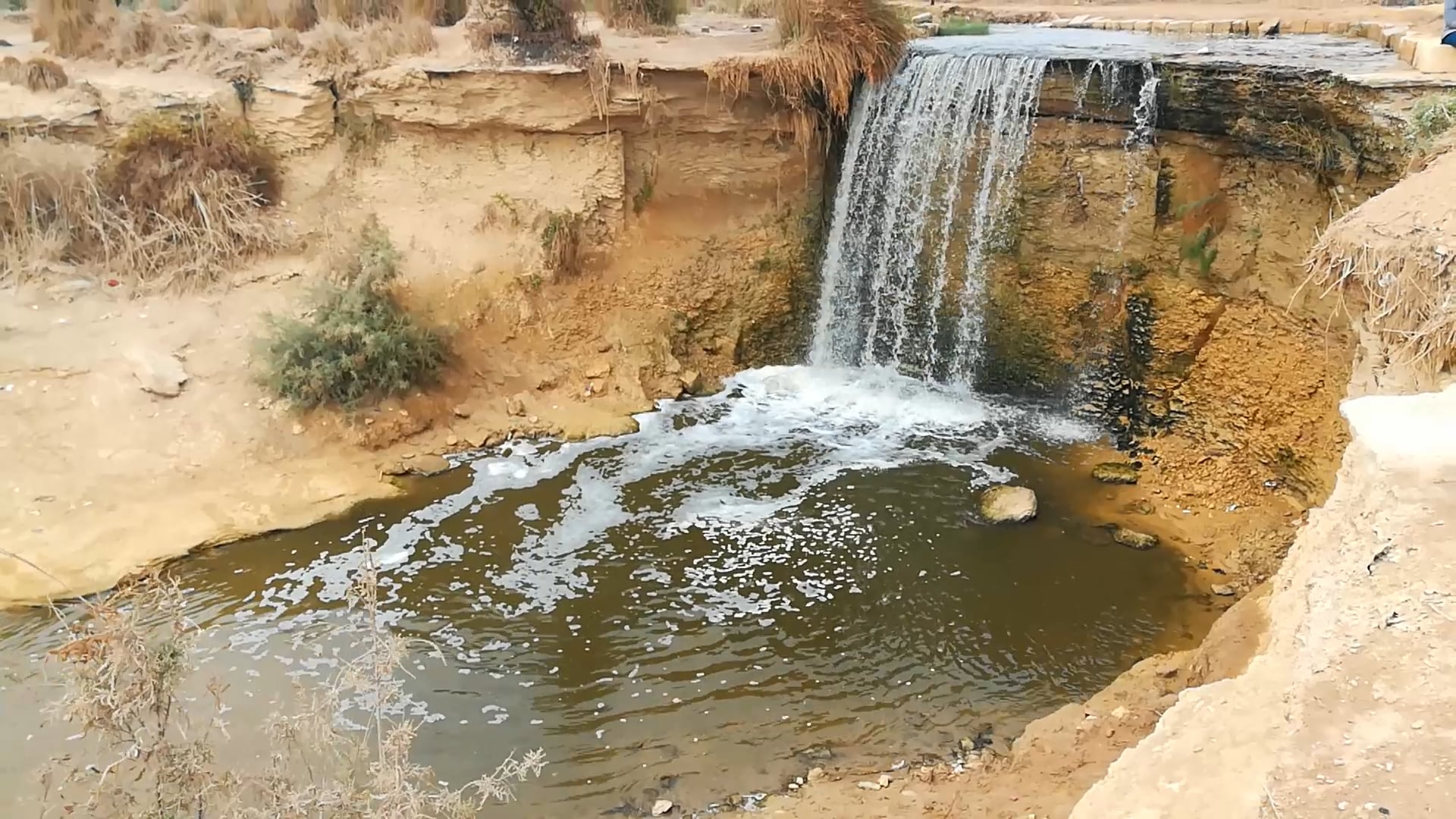 Old Nature Waterfall Still Floading Water In Wadi El Rayan