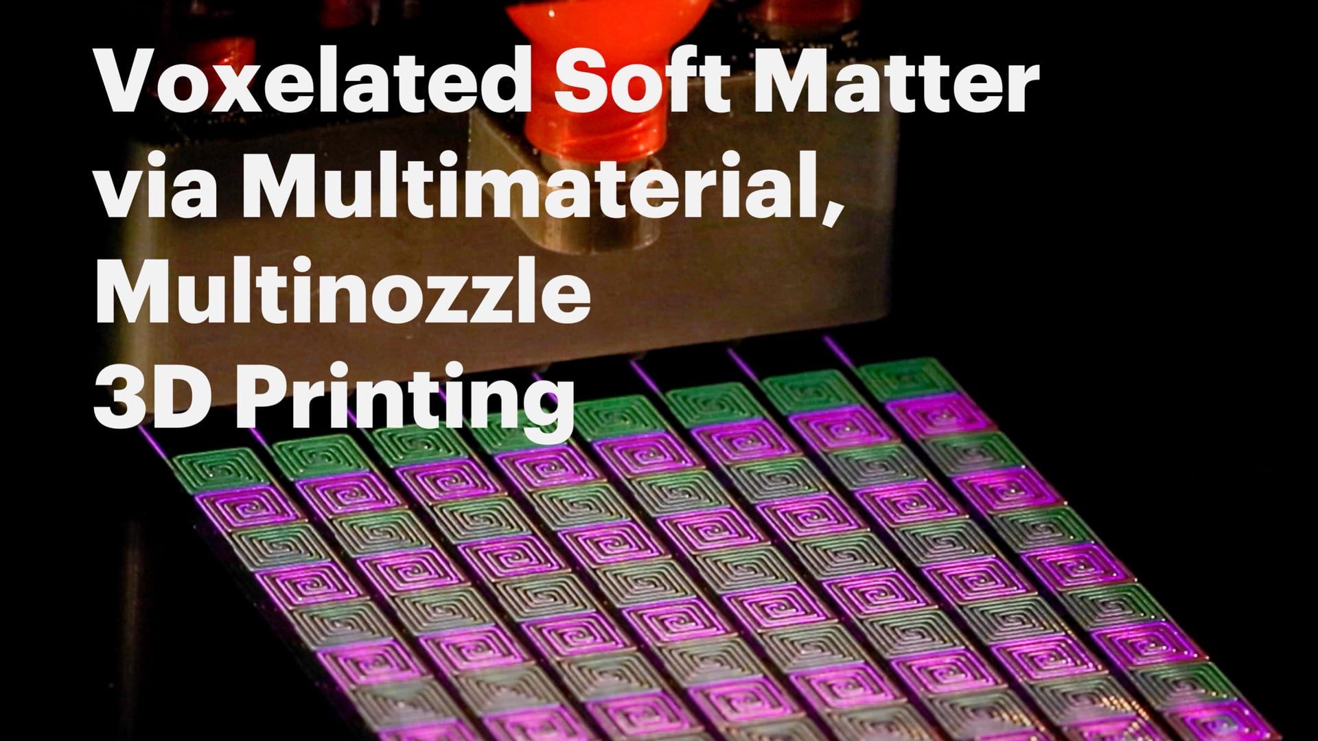 Voxelated Soft Matter via Multimaterial, Multinozzle 3D Printing