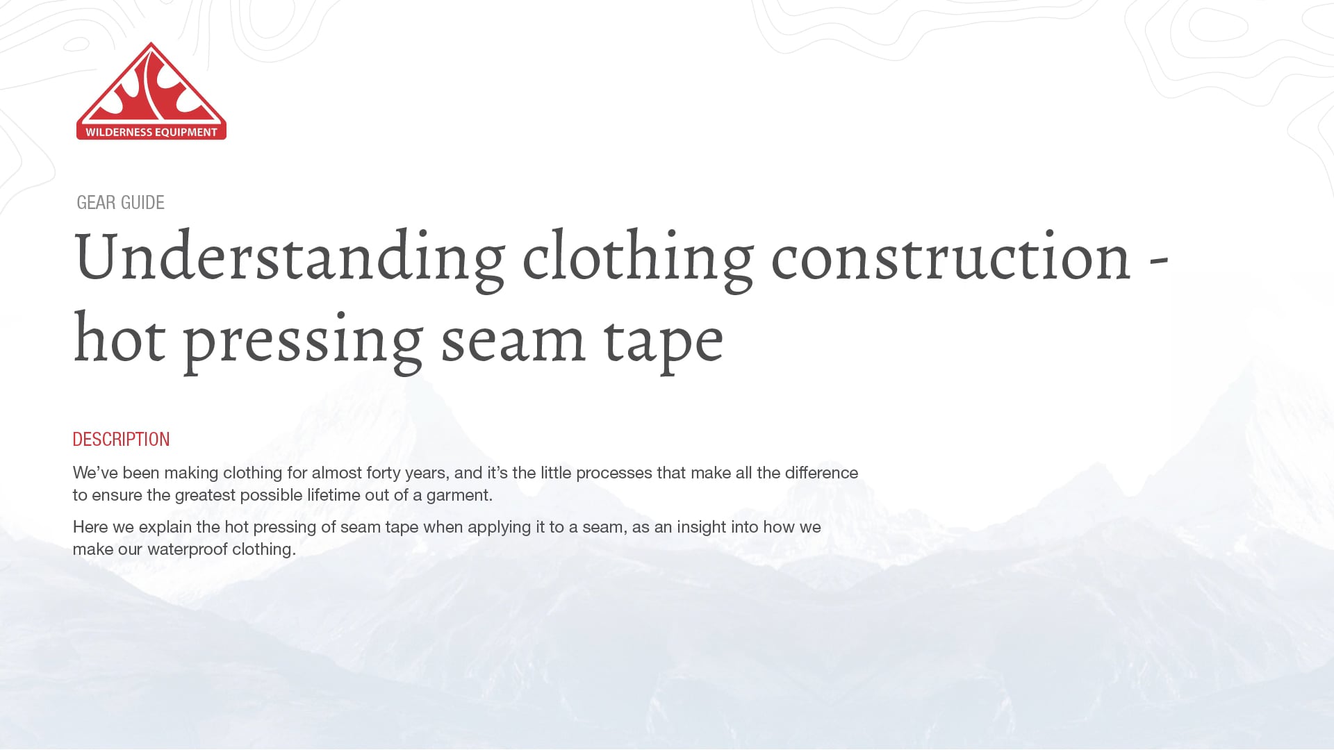 Understanding Clothing Construction - Hot Pressing Seam Tape