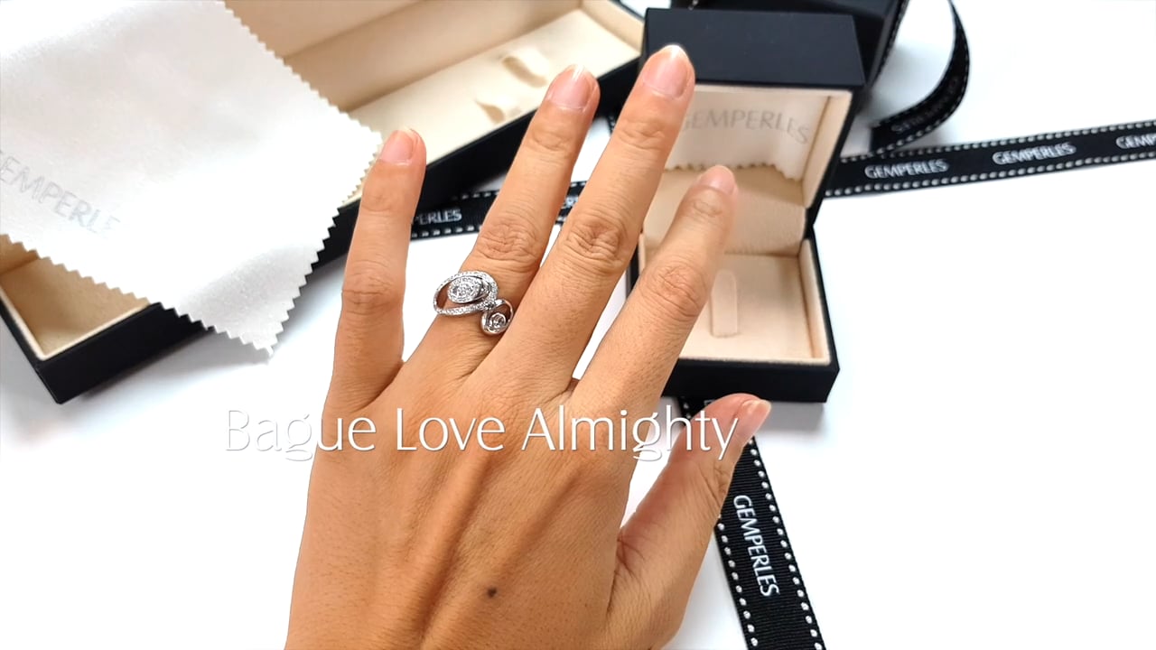 Anello Love Almighty - Stile moderno, in oro bianco con 45 Diamanti Pavé