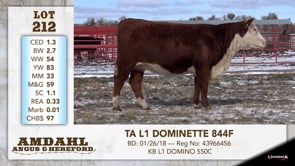 Lot #212 - TA L1 DOMINETTE 844F