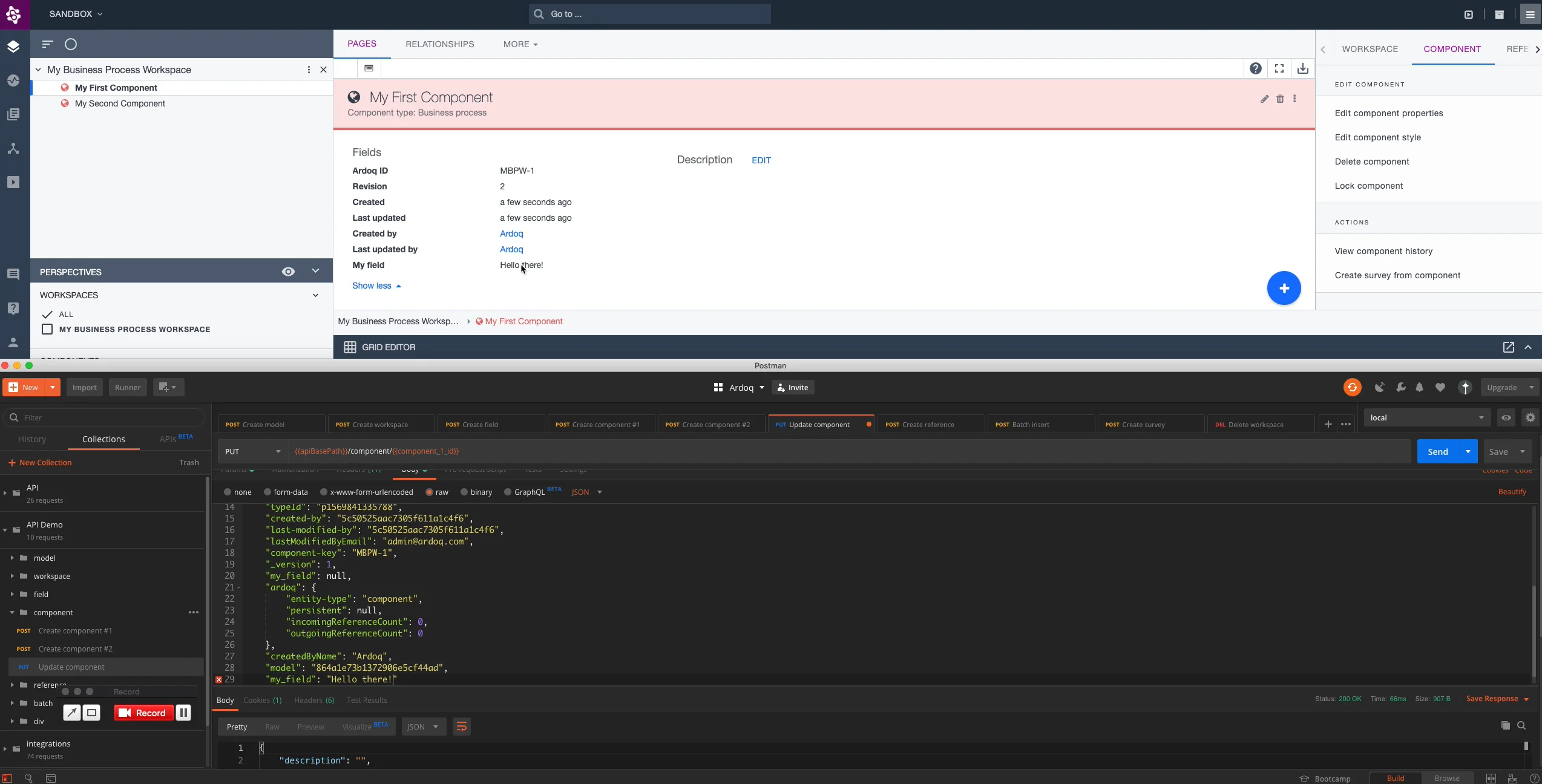 Ardoq API demo using Postman