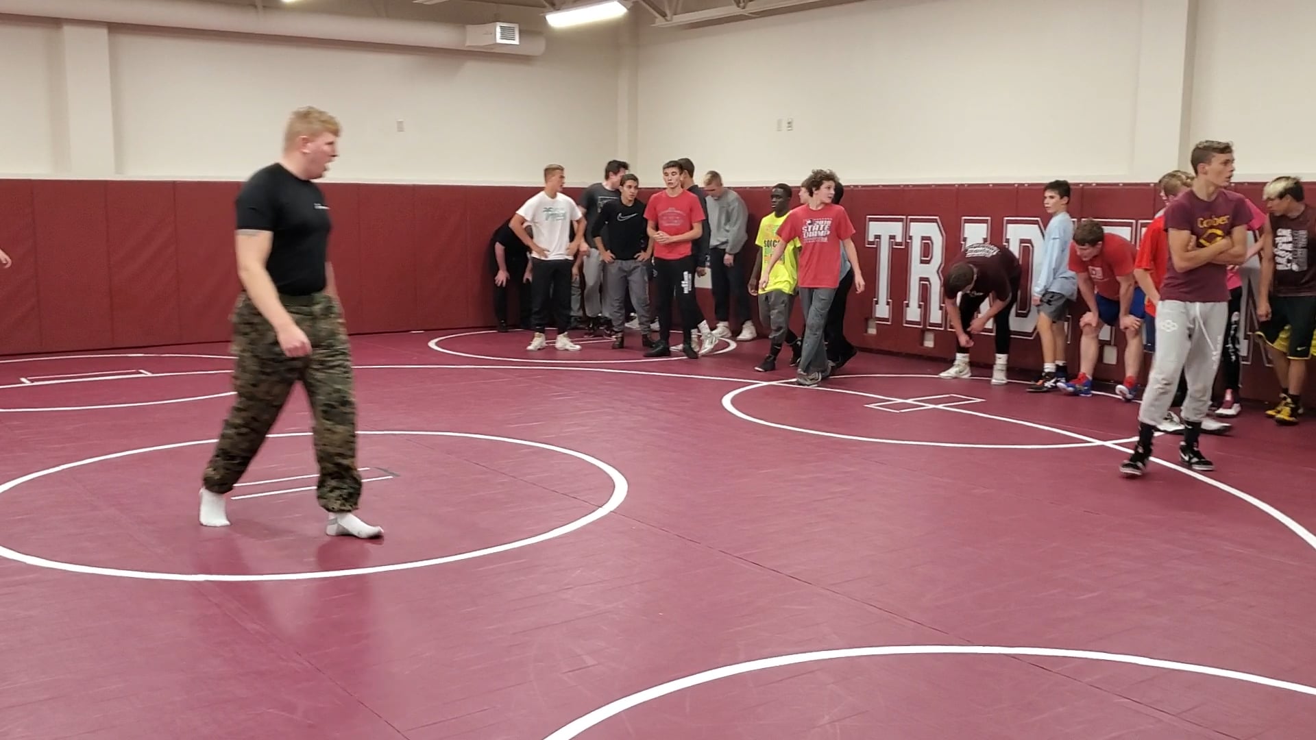 Bismarck High Demons with US Marines on Veteran's Day 2019
