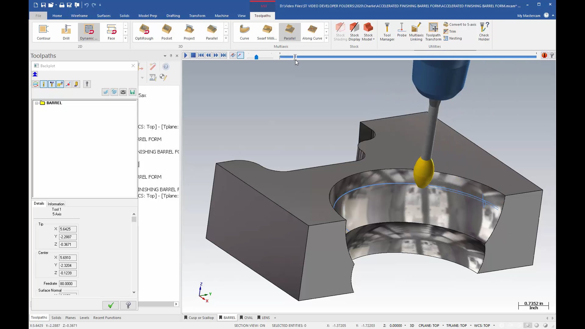 3D Mill Finishing Toolpaths