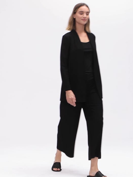 System Lightweight Washable Stretch Crepe Long Jacket EILEEN FISHER