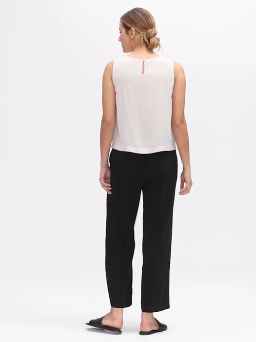 System Silk Georgette Straight Ankle Pant