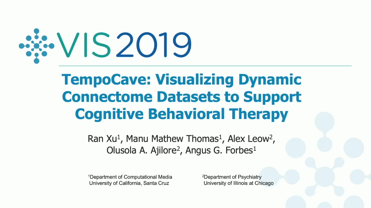 VIS 2019 Short Papers TempoCave Visualizing Dynamic Connectome Datasets to Support Cognitive Behavioral Therapy