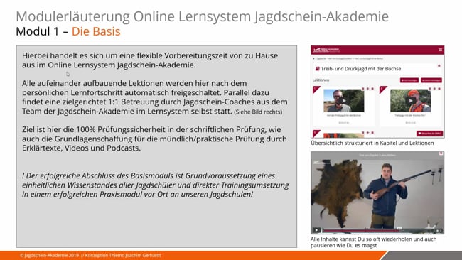 Das Basismodul - Online Lernsystem Jagdschein-Akademie