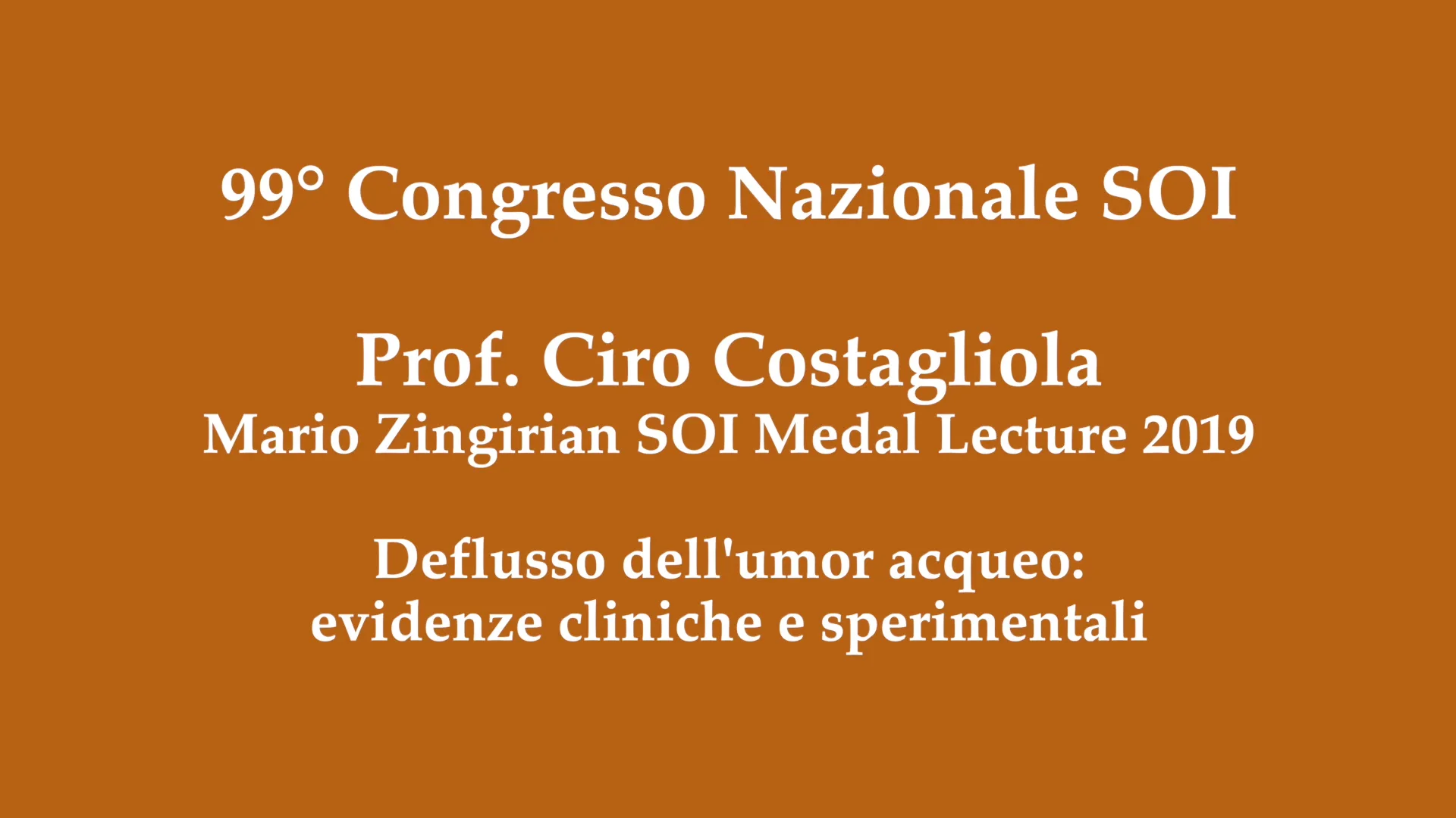 Mario Zingirian SOI Medal Lecture 2019 Ciro Costagliola