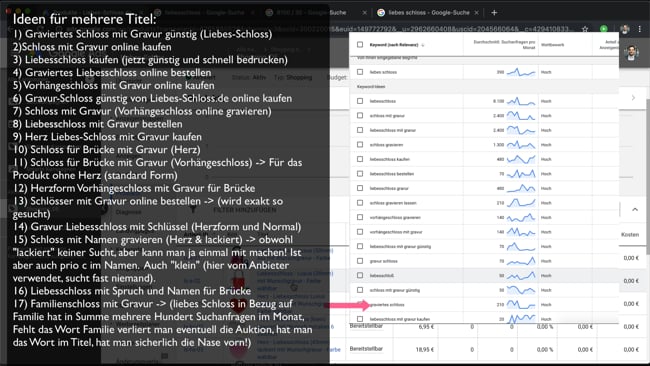 Google Shopping Analyse bei Liebes-Schloss.de
