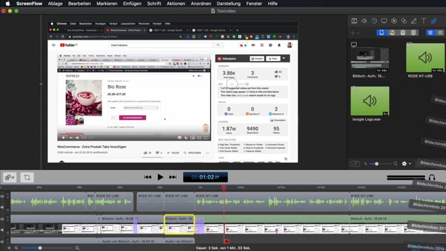 Vergrößern und verkleinern in Screenflow