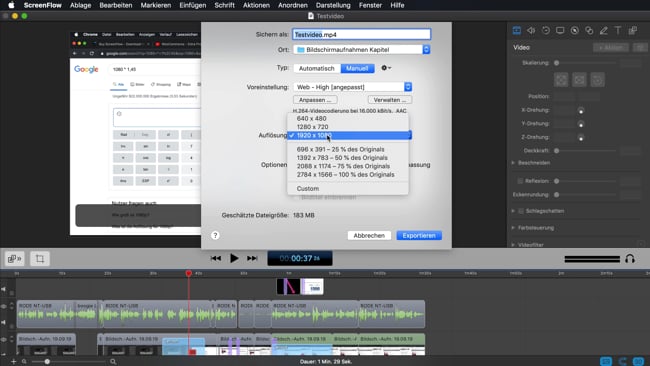 Videos als mp4 exportieren