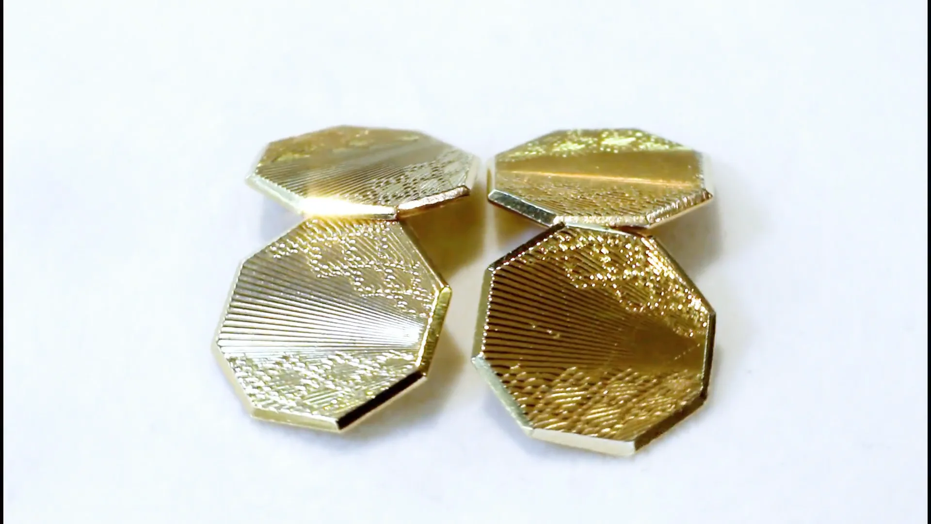 Boutons De Manchette Vintage Art Déco / Édouardien - Dorés - Modèle 41217 - Occasion Bon état
