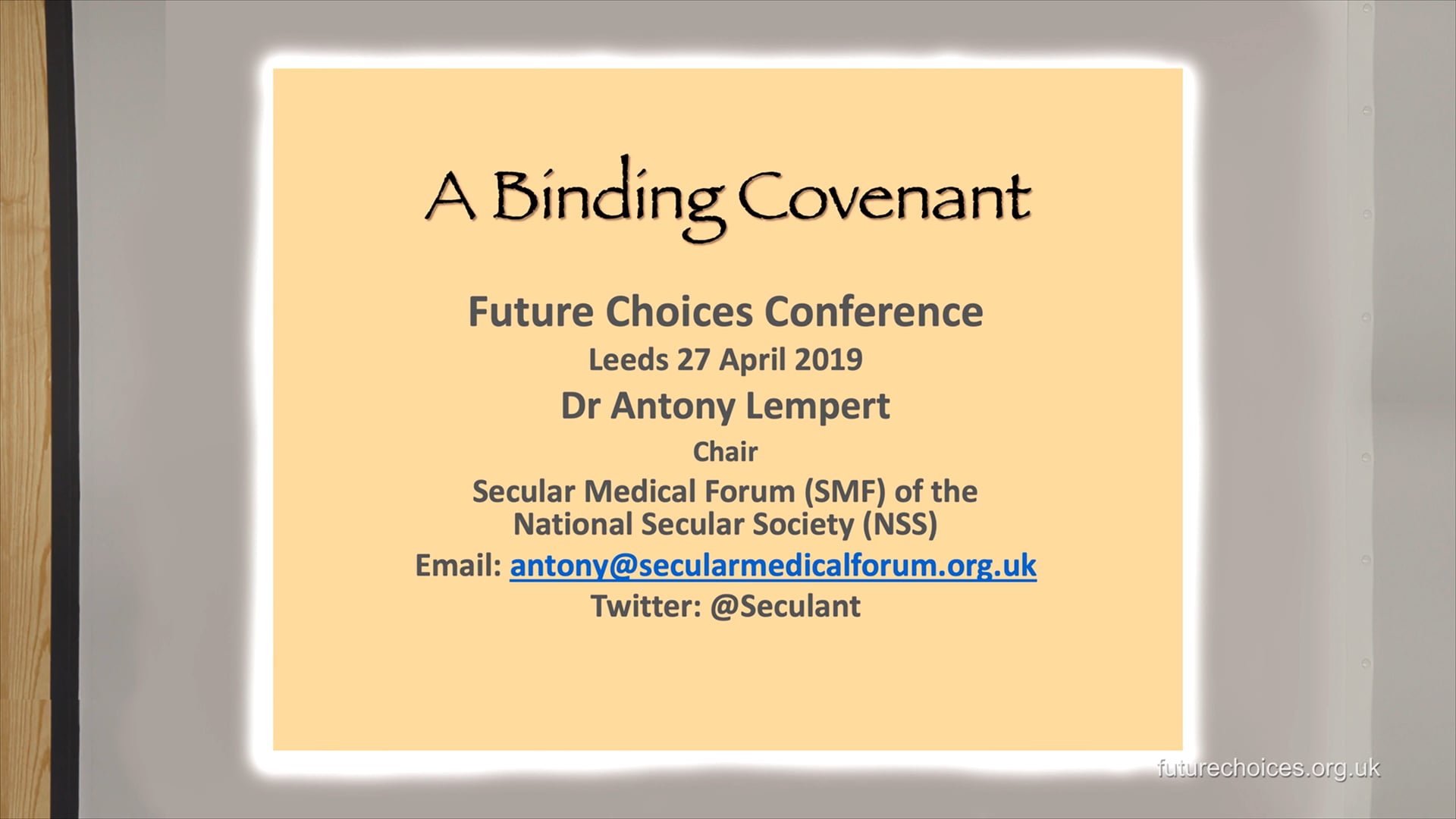 A Binding Covenant Dr Antony Lempert on Vimeo