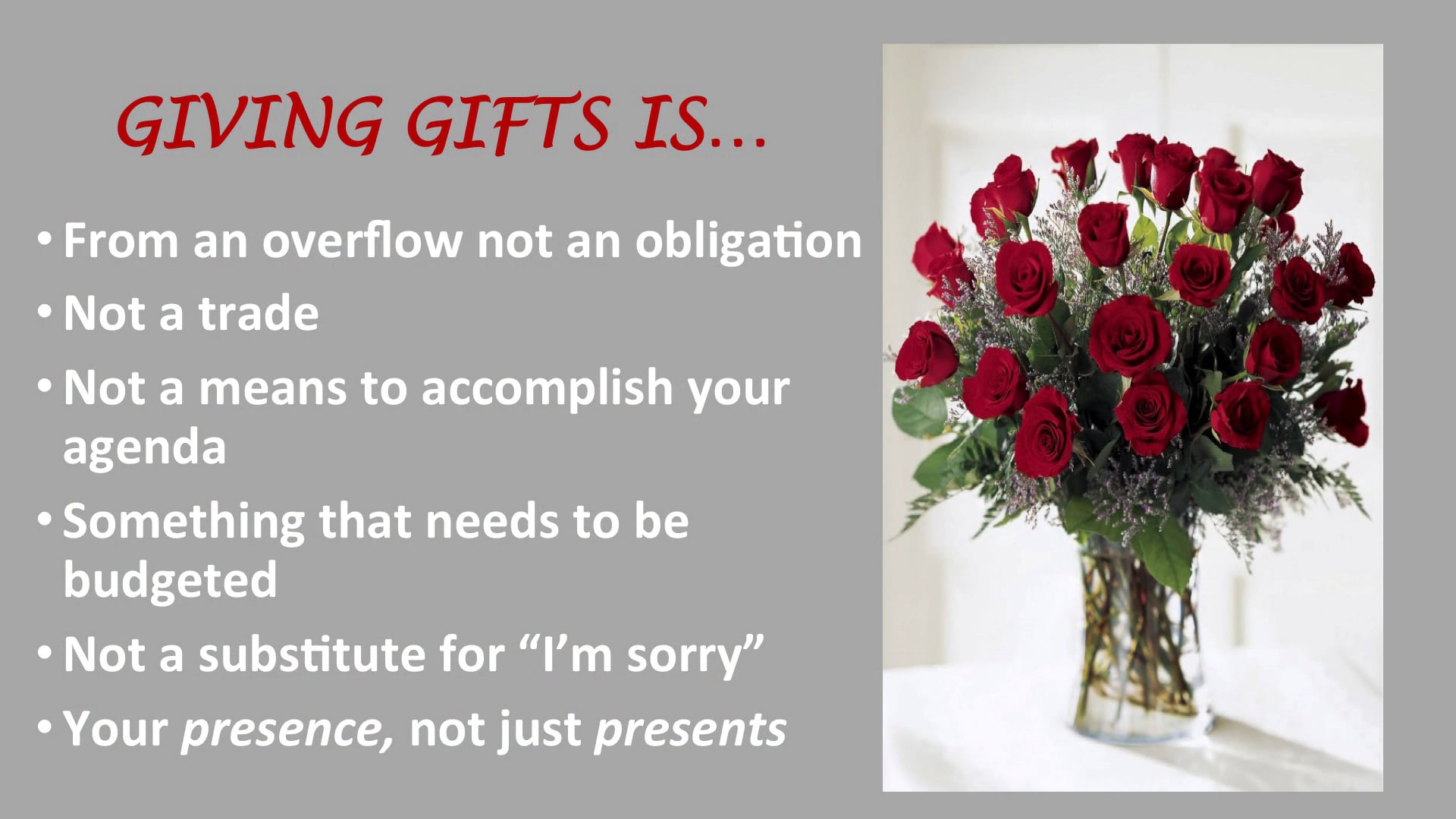 Marriage Prep Warmans 05 Expressing Love - Gifts - Task - Closeness