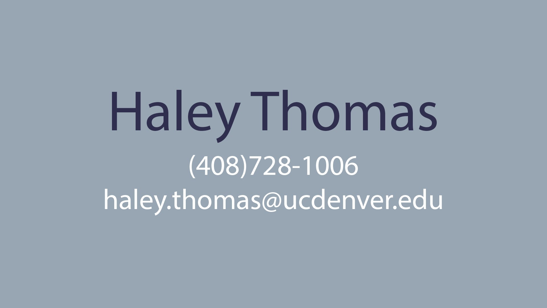 Haley Thomas Fall 2019 Demo Reel