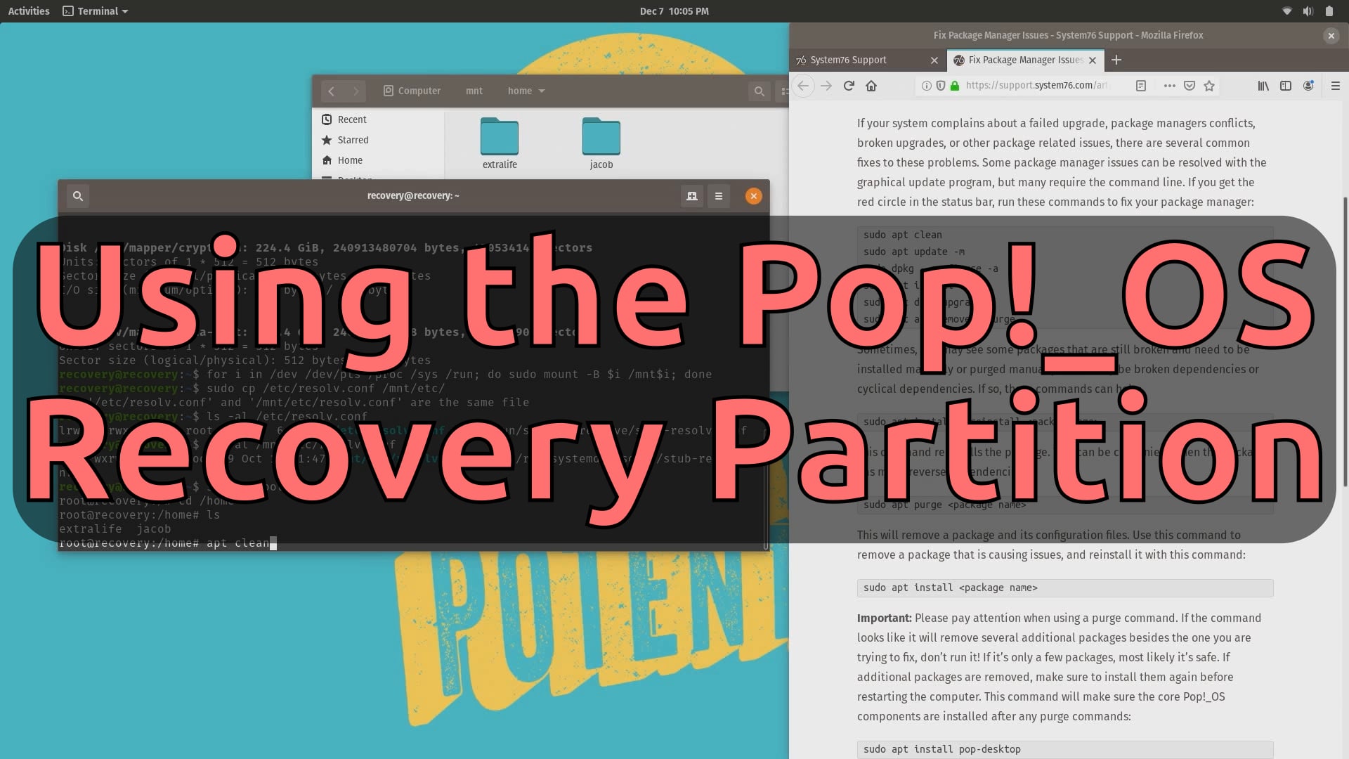 Using the Pop!_OS Recovery Partition