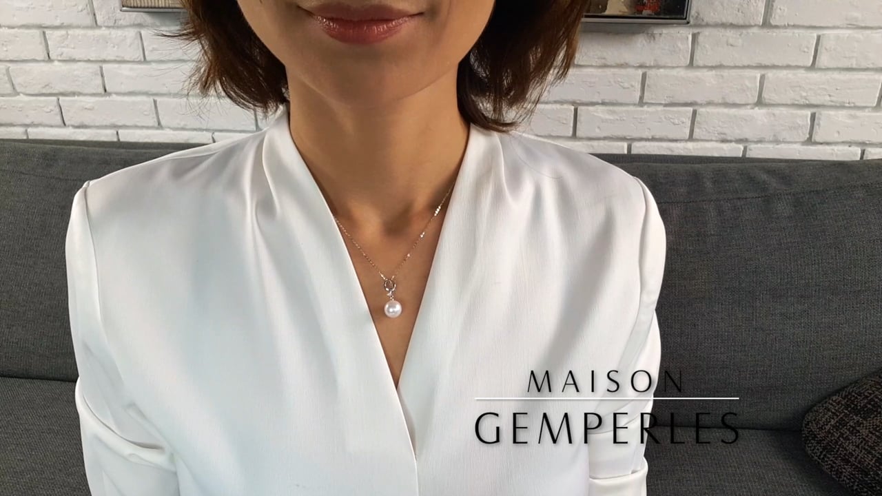 Pendentif Neuf - Or Blanc & Perle d'Eau Douce 10/10.5mm, AAA | Gemperles