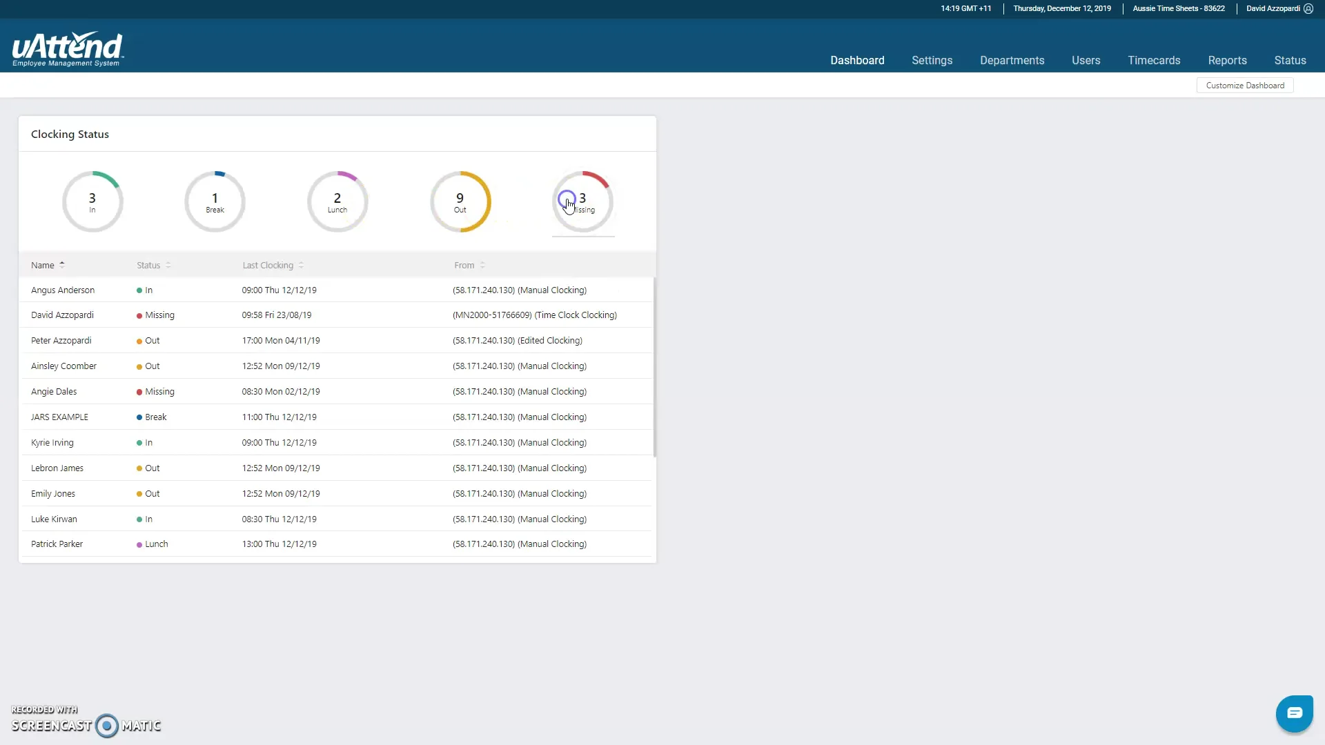 Clocking Status Widget on Vimeo